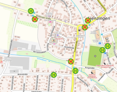 Plan Ersatzhaltestellen Friedenstrasse